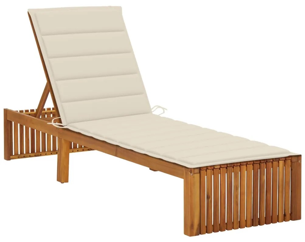 Tömör akácfa napozóágy párnával