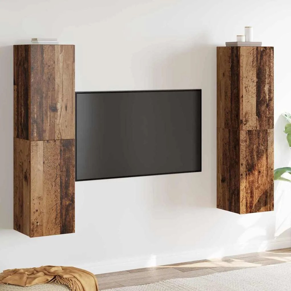 TV Szekrény Szett 4 pcs Régi fa 30.5 x 30 x 60 cm Faanyag