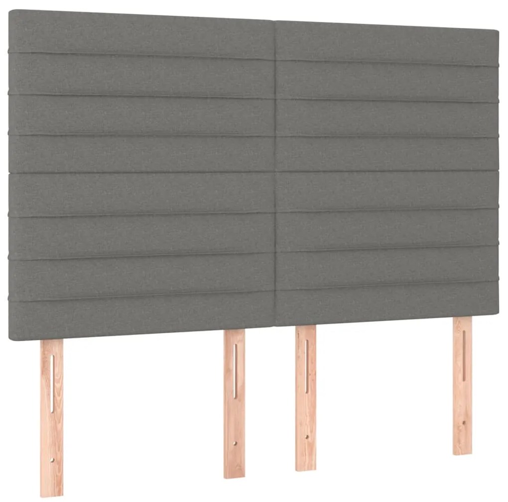 sötétszürke szövet LED-es fejtámla 144x5x118/128 cm