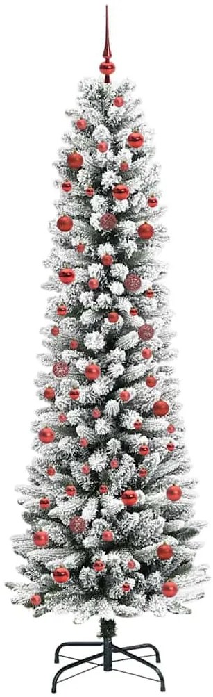 Mű karácsonyfa Zöld és fehér 210 cm PVC és Fém és Műanyag