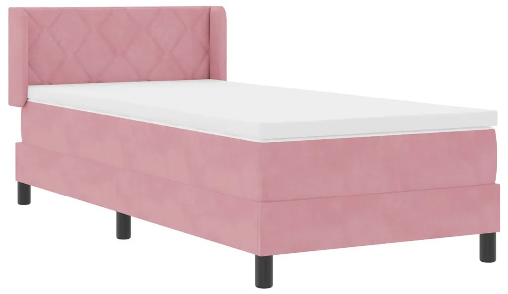 Boxspring Ágy Mattal Rózsaszín 90x200 cm Bársonyos