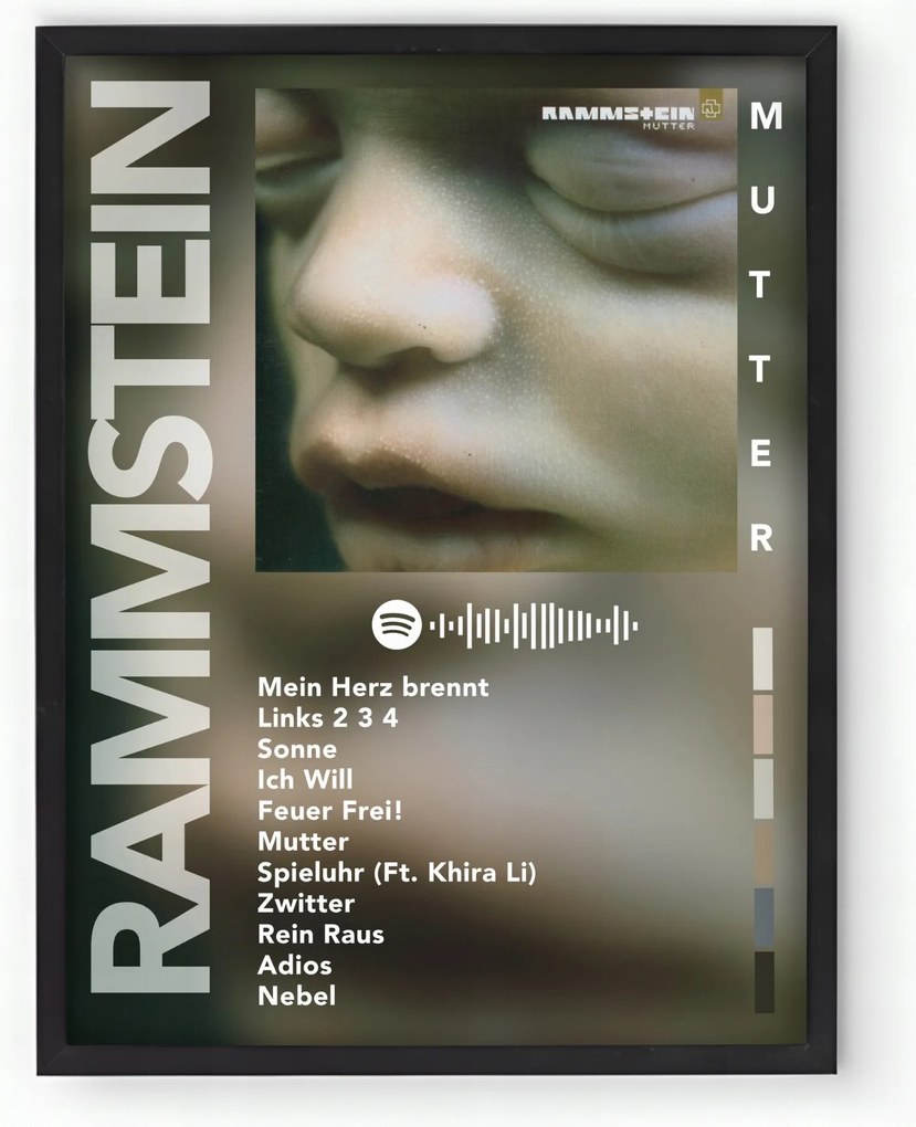 Rammstein Mutter album keretes poszter 30x40 cm Ajándék ötlet