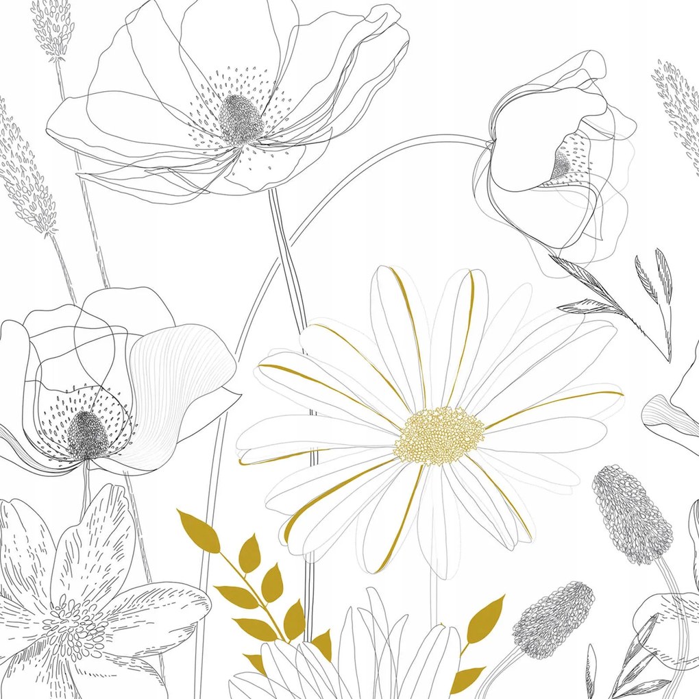 Háttérkép Vinil fotótapéta Flizelin Levelek Virágok Rajzstílus Szoba