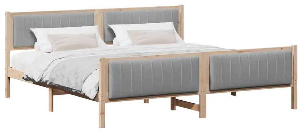 Ágykeret Barna és világosszürke 200 x 200 cm Tömör fenyőfa