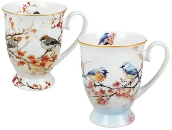 Madaras porcelán bögre szett 280 ml 2 személyes szív alakú díszdobozban