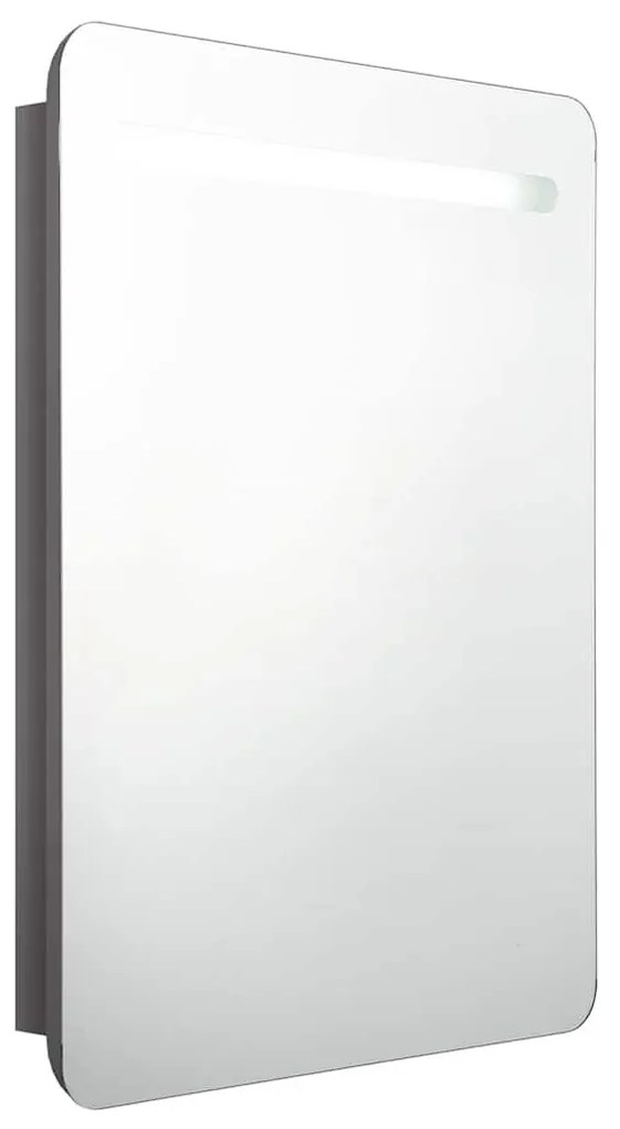 fényes szürke LED-es tükrös fürdőszobaszekrény 60 x 11 x 80 cm