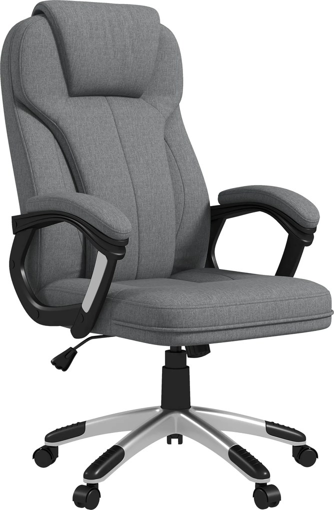 Vinsetto Irodai Szék Számítógép Szék Forgószék Magasságállítható Hintázó Funkcióval Fejtámlával és Párnázott Karfa Ergonomikus Szürke Len 66 x 75 x 11