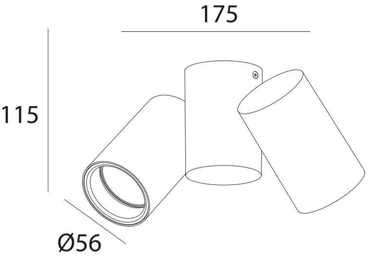Lámpa Mennyezeti lámpatest LUPO, aluminium, 17.5x5.6x11.5, IP20, 2*GU10, max. 50W, kör, fehér