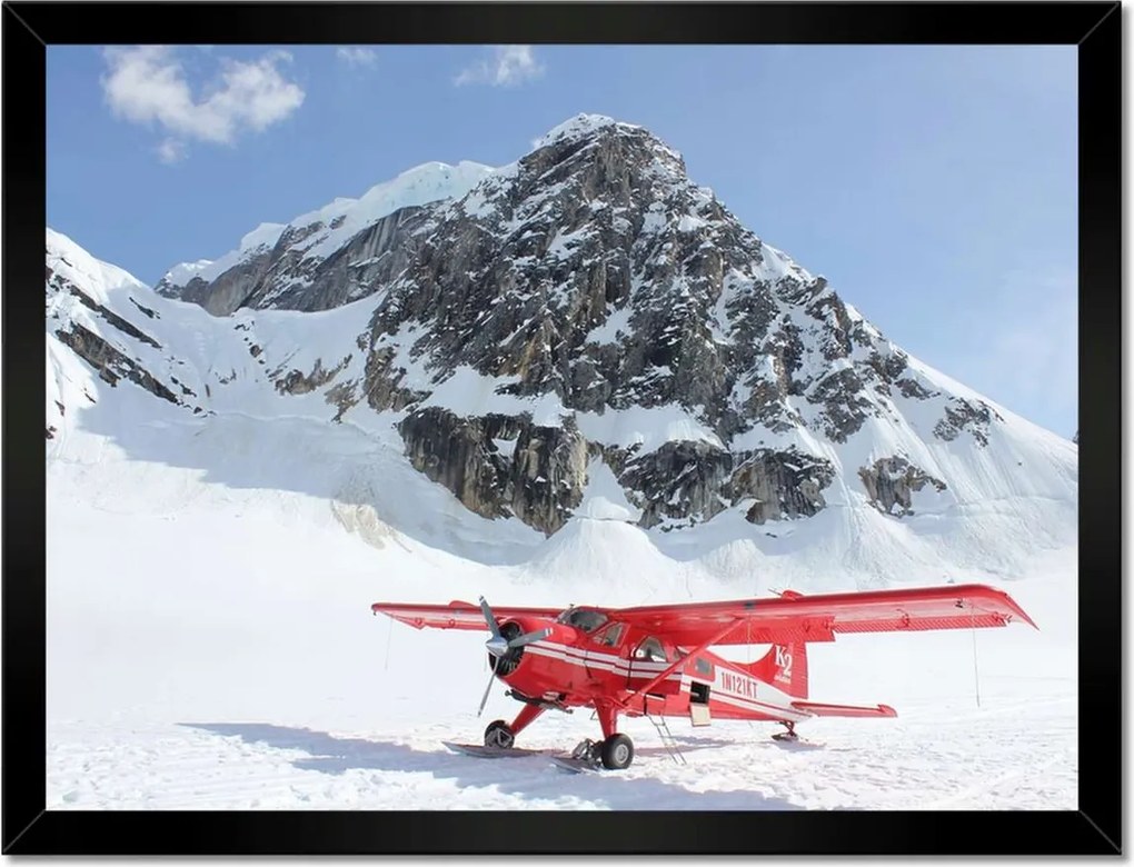Poszterek keretben 40x30 Piros repülőgép a hegyekben