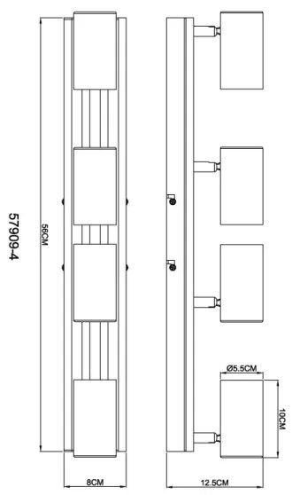 Globo 57909-4 - Spotlámpa KAYDEN 4xGU10/25W/230V fekete