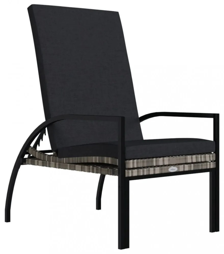 2 db szürke polyrattan napozóágy lábtartóval