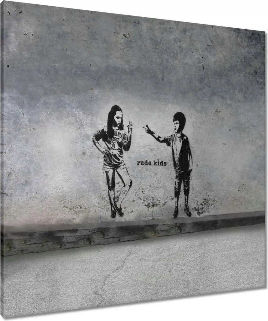 Vászonkép 80x80 Banksy Vörös kids Graffiti