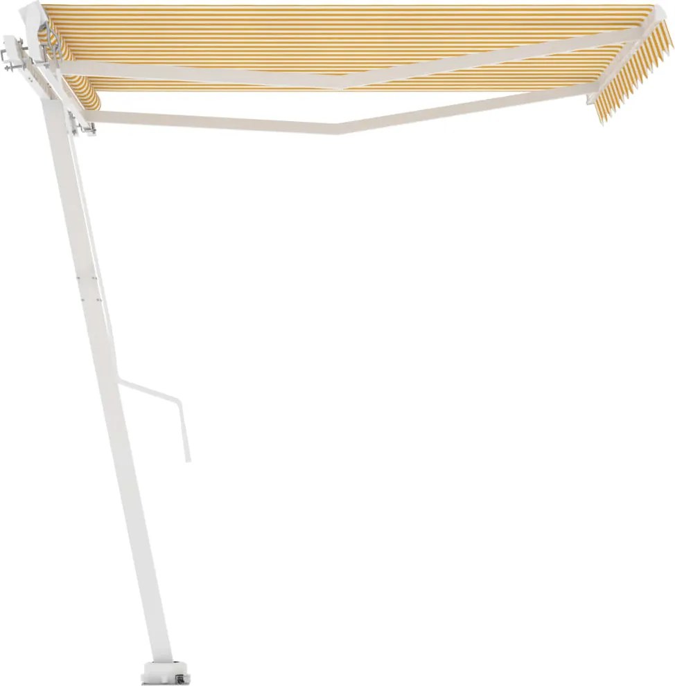 vidaXL sárga-fehér kézzel kihúzható póznás napellenző 350 x 250 cm