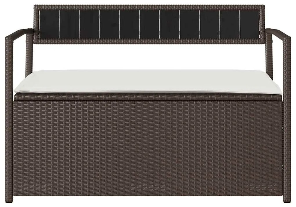 barna polyrattan kerti tárolópad párnával