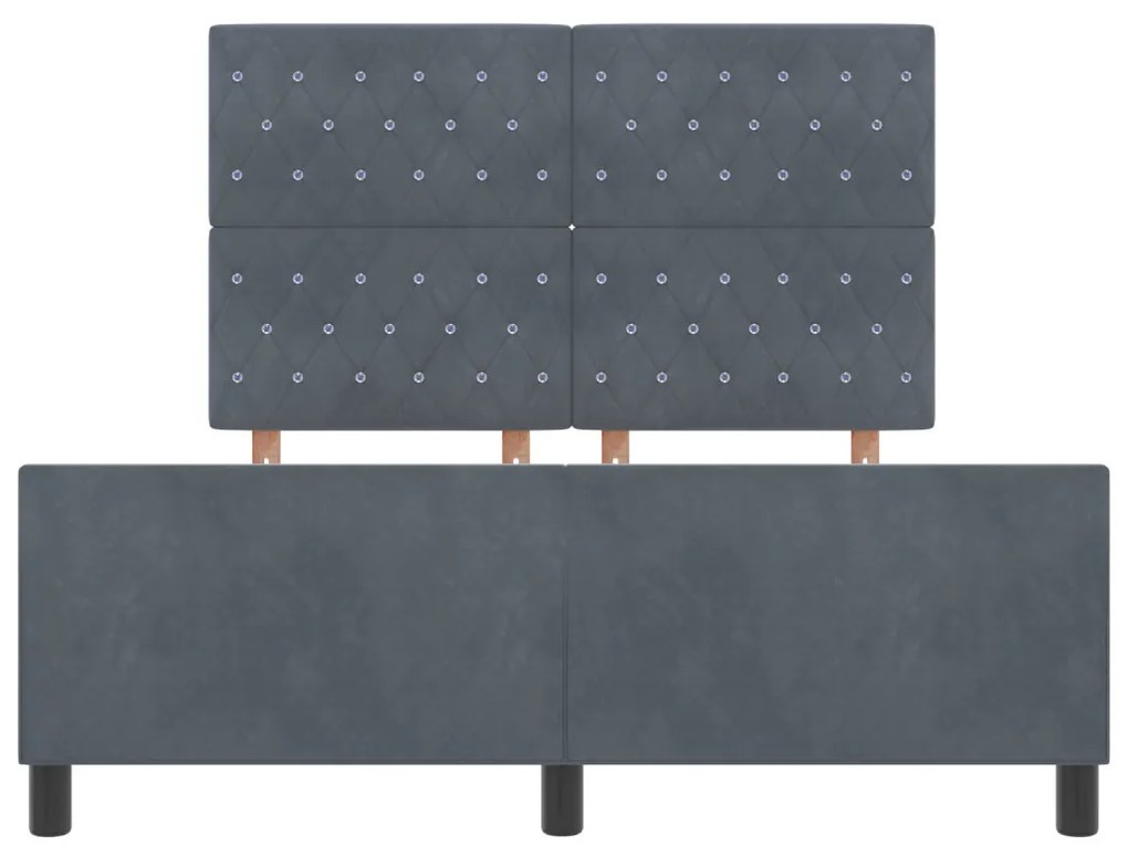 Ágykeret fejtámlával Sötétszürke 140 x 190 cm Bársony