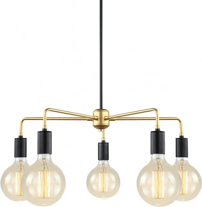ITALUX MDM3386-5-BK-GD MALENE Glamour Csillár Fekete, Arany E27 IP20