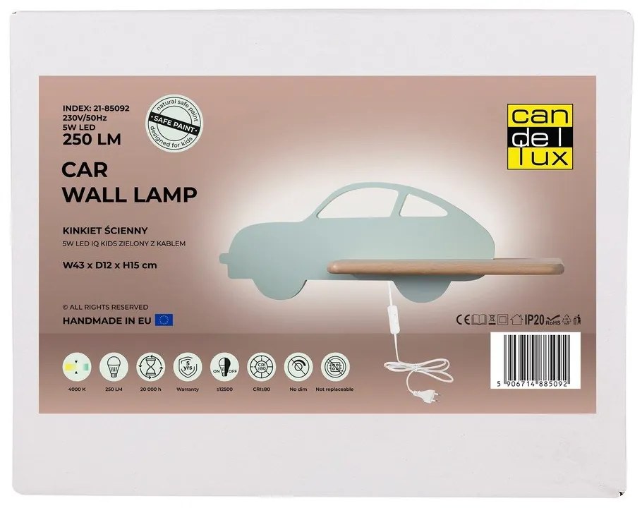 Mentazöld gyerek lámpa Car – Candellux Lighting