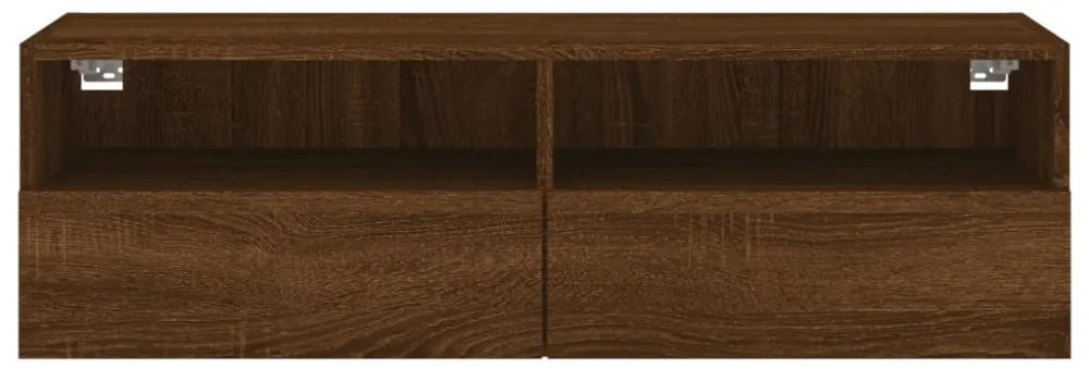 barna tölgyszínű szerelt fa fali TV-szekrény 100 x 30 x 30 cm