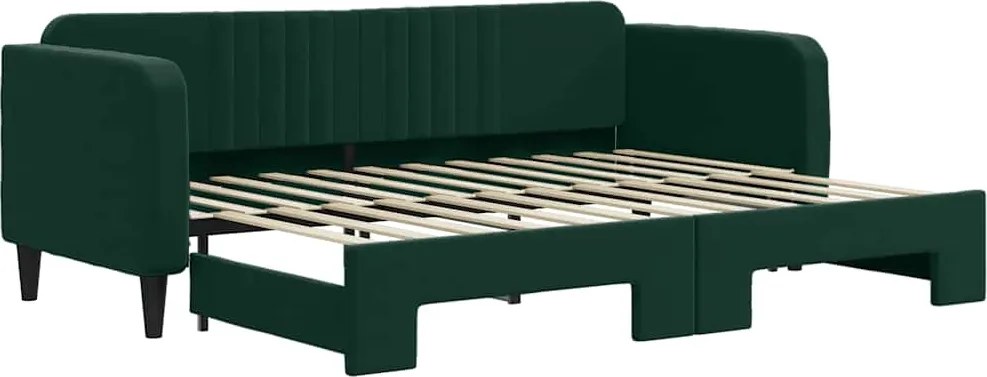 vidaXL sötétzöld kihúzható bársony heverő 80 x 200 cm