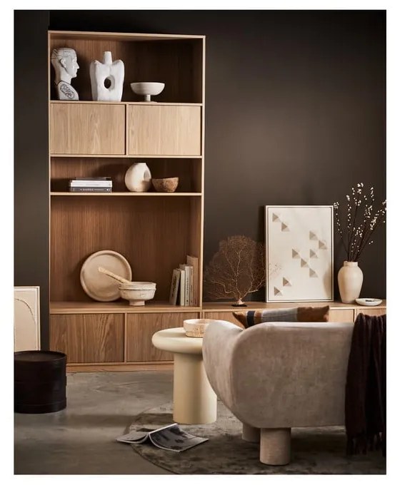 Natúr színű moduláris könyvespolc tölgyfa dekorral 110x199 cm Modulair – vtwonen