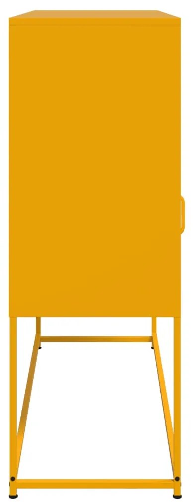mustársárga acél tálalószekrény 100,5 x 39 x 107 cm