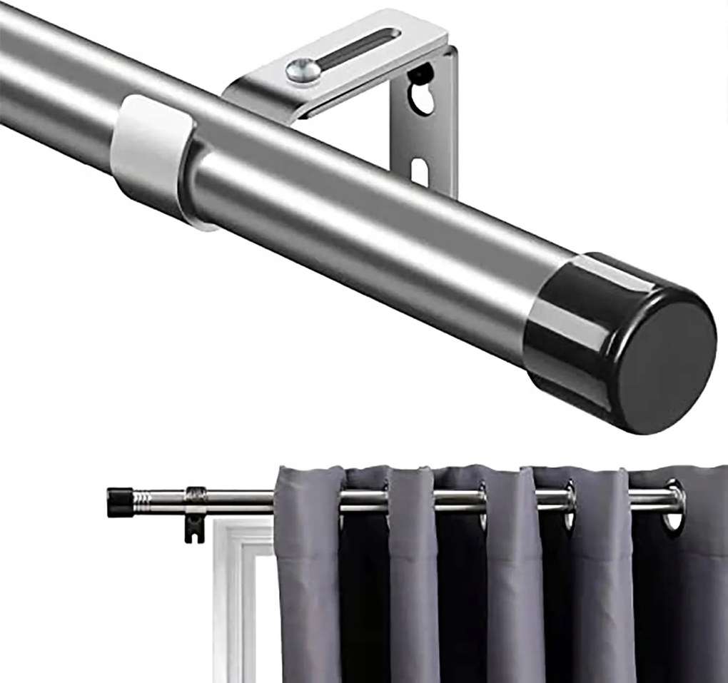 Függönykarnis szimpla fém állítható 76-116 cm ezüst