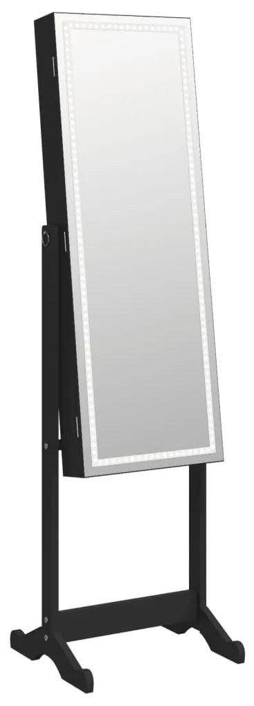 fekete szabadon álló LED-es ékszerszekrény