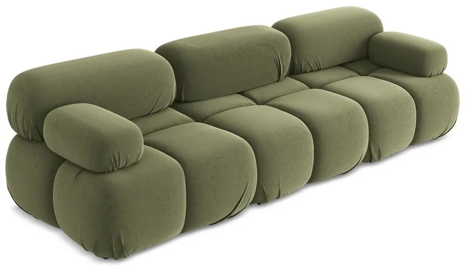 Világoszöld bársony moduláris kanapé 285 cm Lokua – Makamii