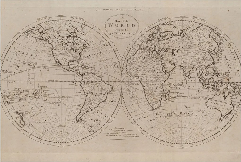 Fotótapéta Flizelin Tapéta Hálószobába és Nappaliba Régi térkép 104x70 Ragasztó