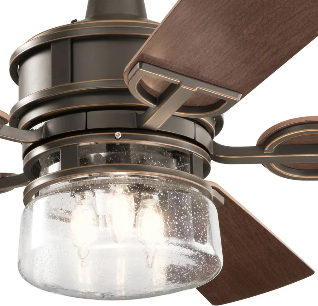 KICHLER KLF-LYNDON-52-OZ LYNDON Ventilátoros lámpa Antik Bronz, Dió, Sötét Dió E27 IP23