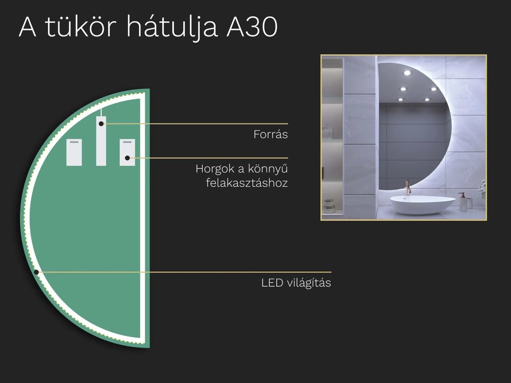 Atipikus tükör LED világítással A30