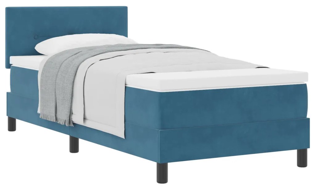 Box Spring Ágy Süket Sötétkék 100x200 cm Bársony