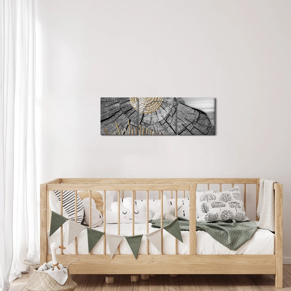 Kép - A fa törzse kollázsban (órával) (90x30 cm)