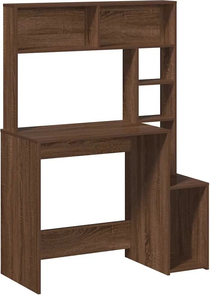 vidaXL barna tölgy szerelt fa íróasztal polcokkal 100x45x140 cm