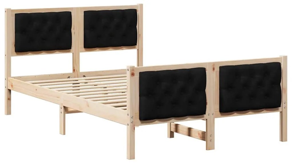 Ágykeret fejtámlával Fekete 120 x 200 cm Tömör fenyőfa
