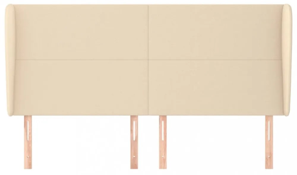 krémszínű szövet fejtámla szárnyakkal 203x23x118/128 cm