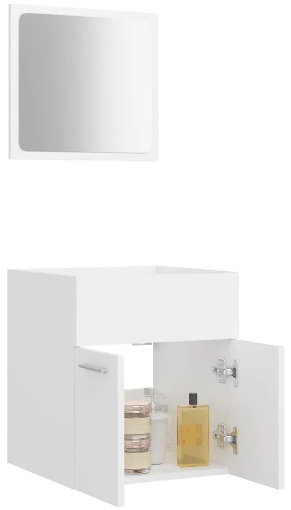 2 részes fehér forgácslap fürdőszobai bútorszett