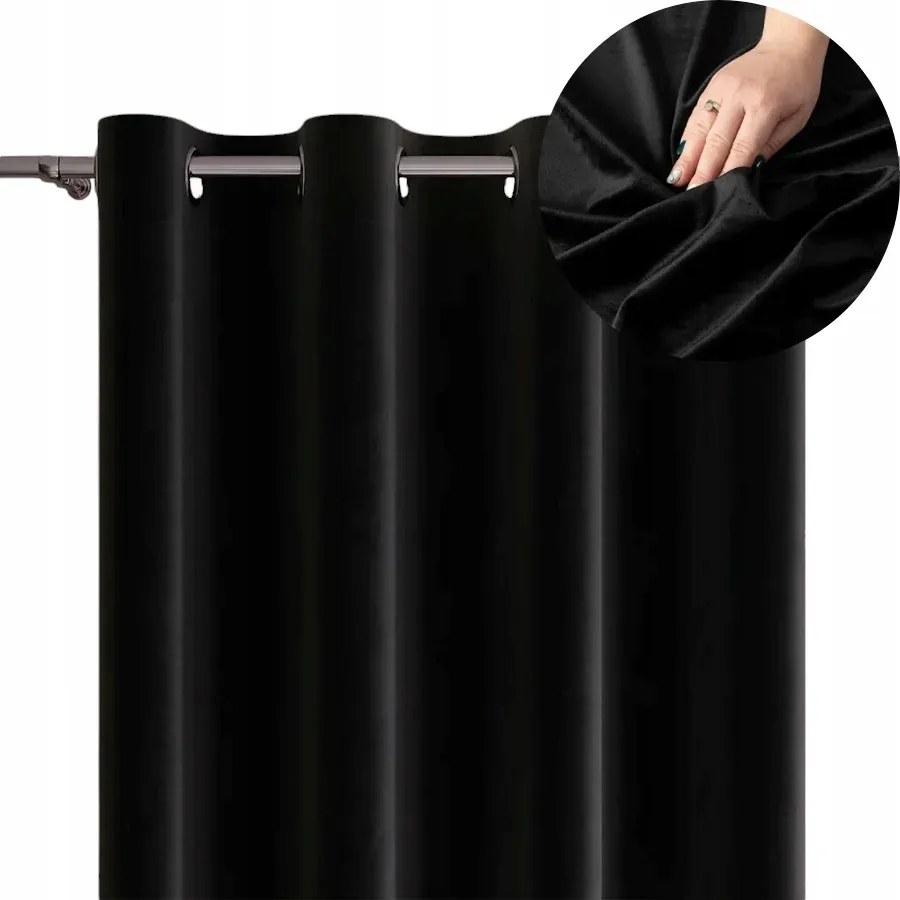 Függöny Készre Szerelve Bársony Velvi 140x260 fekete