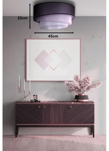 Duolla - Mennyezeti lámpa TRIO 1xE27/15W/230V á. 45 cm fekete/rózsaszín/ezüst