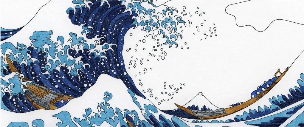 Kép - japán rajz, hullámok (120x50 cm)