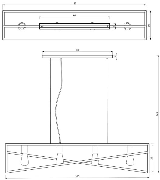 Csillár zsinóron GOTE 4xE27/60W/230V