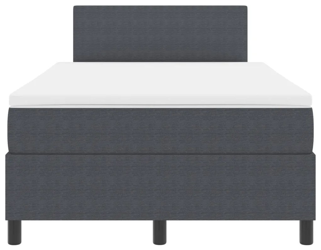 Box Spring Ágy Matracokkal Sötétszürke 120x200 cm Kordbársony Szövet