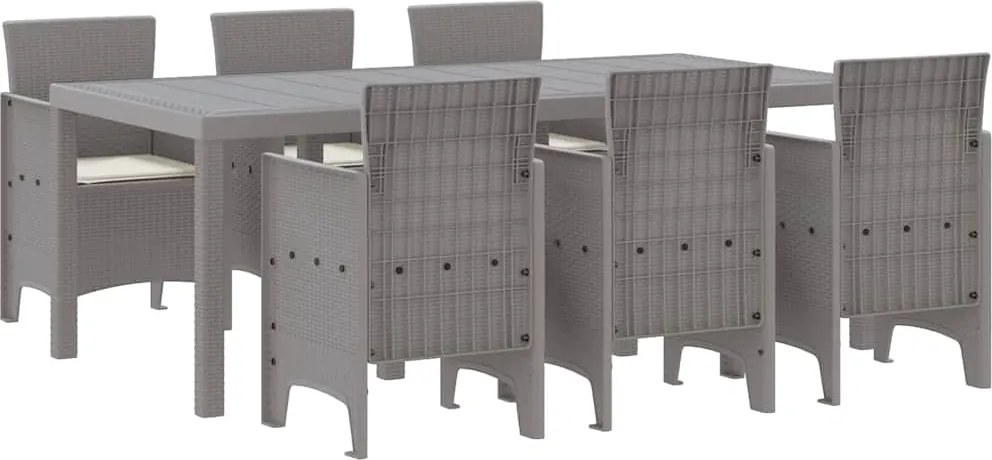 vidaXL Kert étkező szett 7 pcs Világosszürke Polipropilén