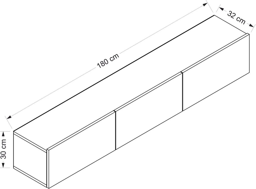 TV szekrény "RIGEL" 180x30x32 cm, fehér
