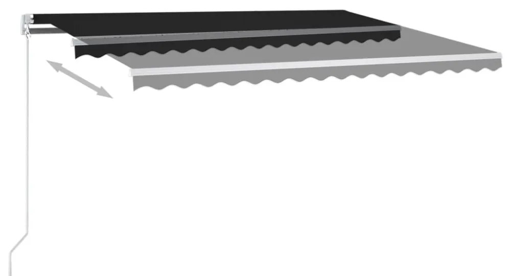 antracitszürke szélérzékelős és LED-es napellenző 4,5 x 3 m