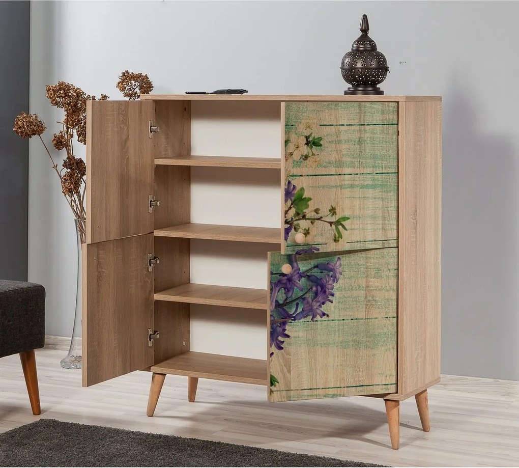 Mega Sonoma Oak Flowers II szekrény