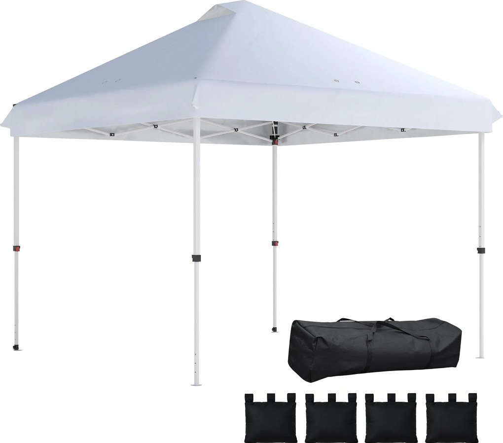 Outsunny 3 x 3 m vízálló pop-up pavilon — UPF50+ magasságállítható kertipavilon, hordtáskával és homokzsákokkal, fehér | Aosom