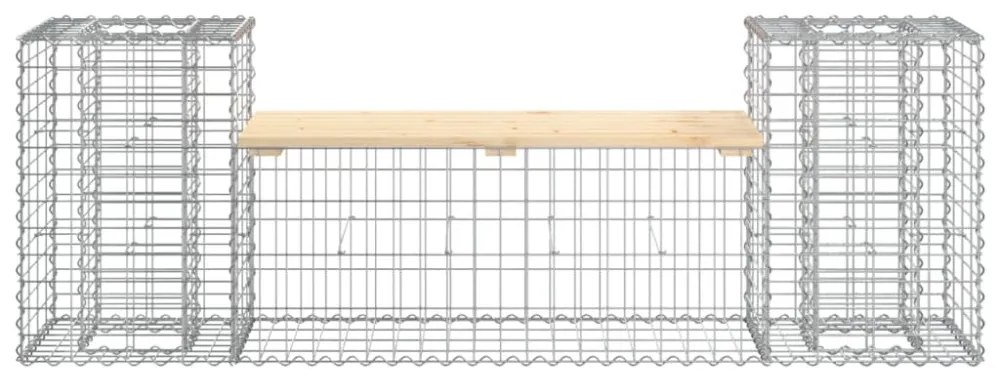 tömör fenyőfa gabion kerti pad 183x41x60,5 cm