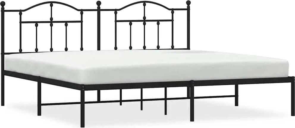 vidaXL fekete fém ágykeret fejtámlával 200 x 200 cm