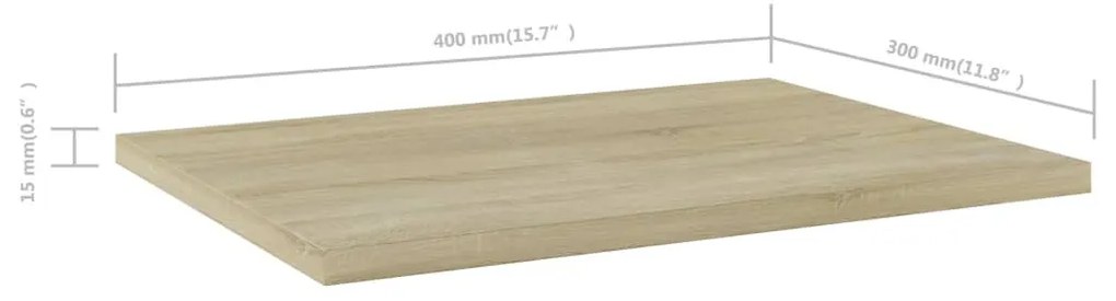 4 db sonoma tölgy színű szerelt fa könyvespolc 40 x 30 x 1,5 cm